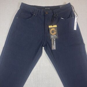 NWT‎ Fried Denim Pants Mens Skinny Navy Blue Plaid 32x30 Stretch